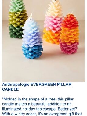 2 Anthropologie Candles PILLAR Pine Cone BLUE Ombre BALSAM CEDARWOOD NWT